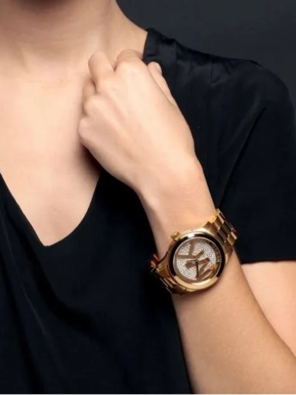Michael Kors Runway Oversized Gold Pave Watch (Model MK5706) 45 MM women’s